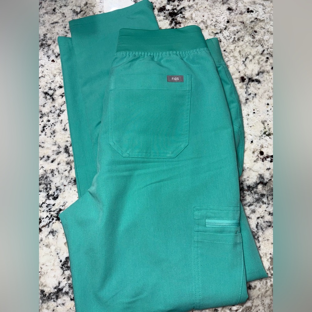 Figs Teal Pants with Pink Drawstring - Picture 3 of 6